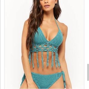 Fringe Crochet Teal Bikini